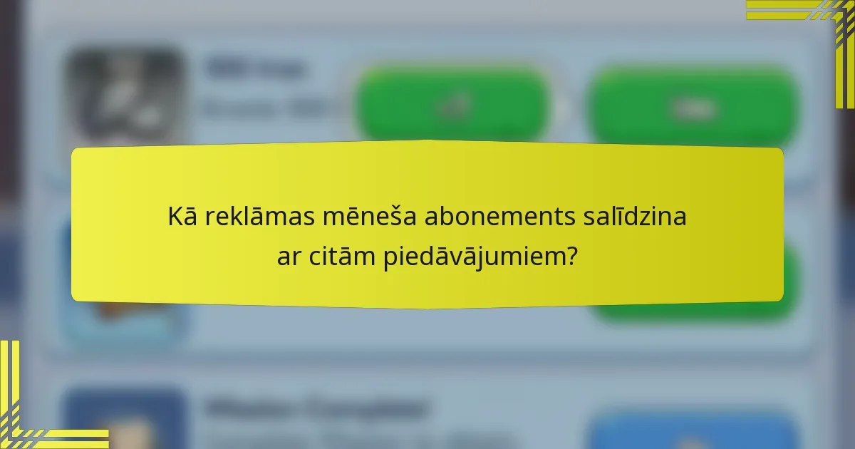 Kā reklāmas mēneša abonements salīdzina ar citām piedāvājumiem?