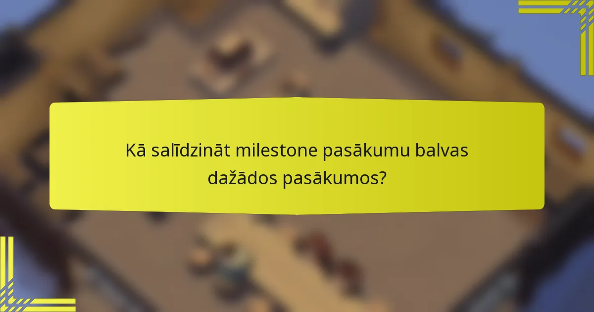 Kā salīdzināt milestone pasākumu balvas dažādos pasākumos?