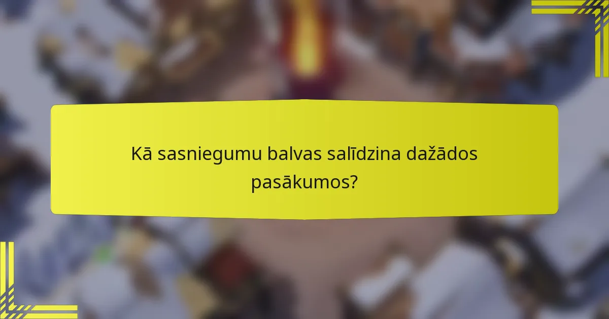 Kā sasniegumu balvas salīdzina dažādos pasākumos?