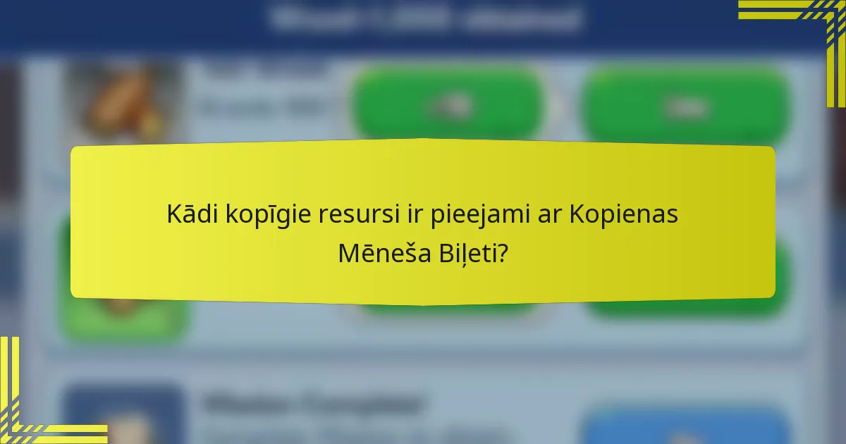 Kādi kopīgie resursi ir pieejami ar Kopienas Mēneša Biļeti?