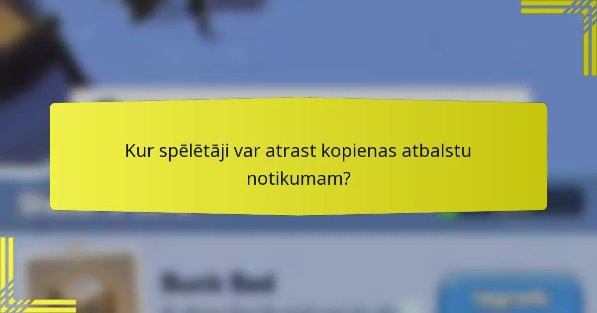 Kur spēlētāji var atrast kopienas atbalstu notikumam?